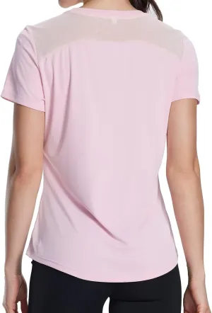 Women's UPF50  Mesh Workout Top - Soft Breathable Crew Neck Short Sleeve for Yoga Gym & Casual Summer Athletic