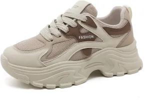 Womens Walking Shoes Fashion Breathable Mesh Platform Sneakers Retro Casual Athletic Shoes