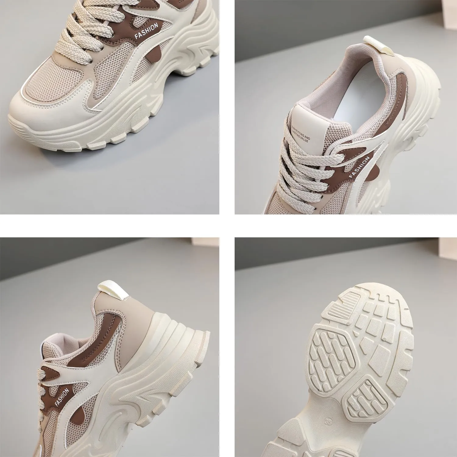 Womens Walking Shoes Fashion Breathable Mesh Platform Sneakers Retro Casual Athletic Shoes