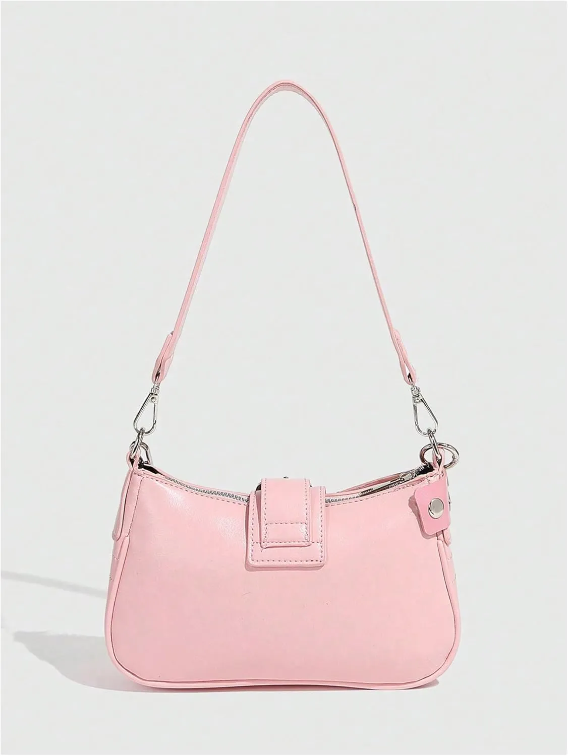 Women's Y2k Chain Shoulder Bag Lightweight Zipper PU Leather Handbag Cute Purses