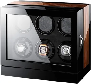 Wooden Automatic Watch Winder Storage Box with LCD Touch Screen Automatic Rotations Wooden Safe Motor Led Winder Box Watch Display Winder,