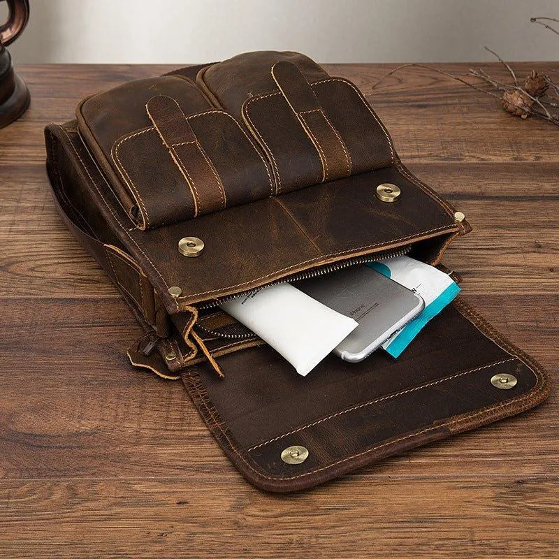 Woosir Vintage Genuine Leather Messenger Shoulder Bag