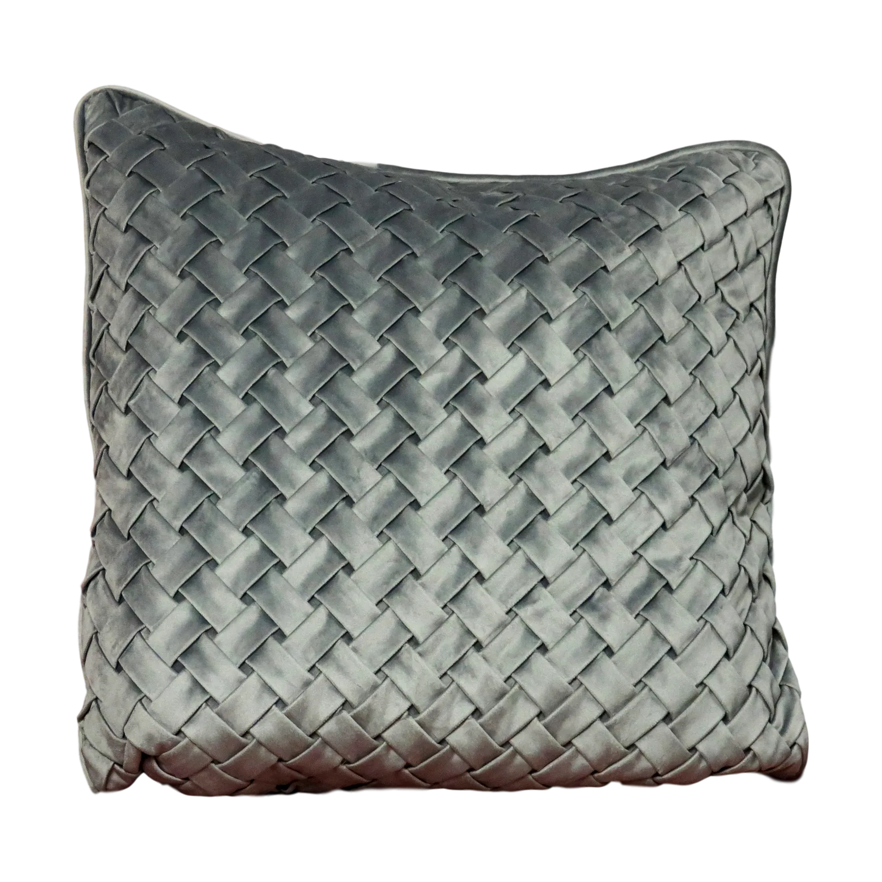 Woven Feather Filled Grey Velvet Cushion