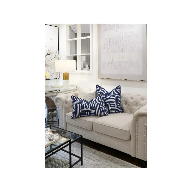 Woven Velvet Modern Cushion - Duck Feather Insert