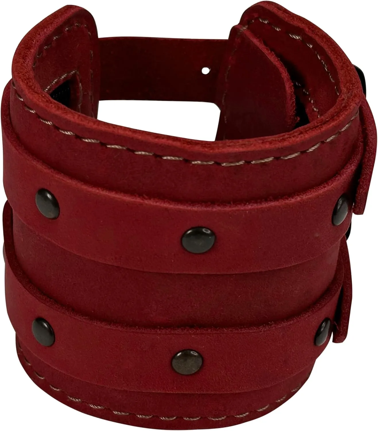 Wrist Wallet Cuff for Men Wristband with Secret Pouch Coin Full Grain Leather Handmade Large