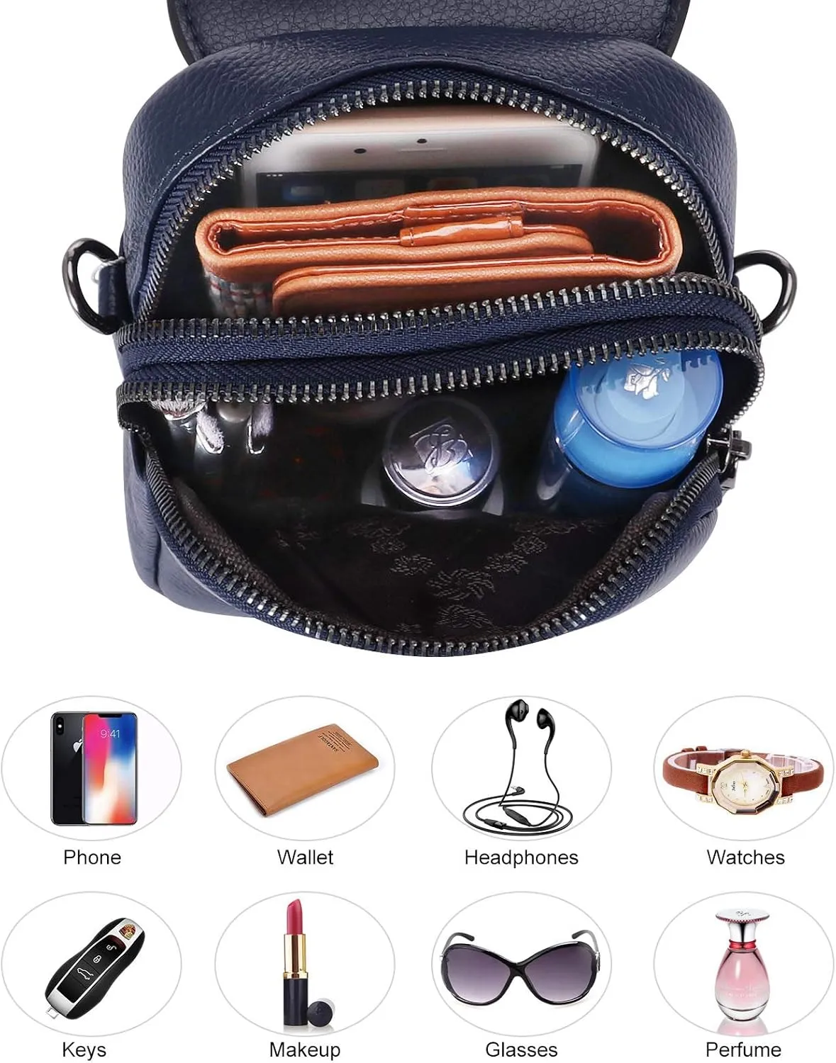 XEYOU Women's Small Cellphone Purse Wallet Lightweight Genuine Leather Crossbody Shoulder Pouch Bag