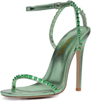 XYD Women' s High Stilettos Open Toe Ankle Strap Heels Sexy Caged Slingback Spiked Strappy Dress Shoes Club Party Fashion Pumps Sandals with Rivets
