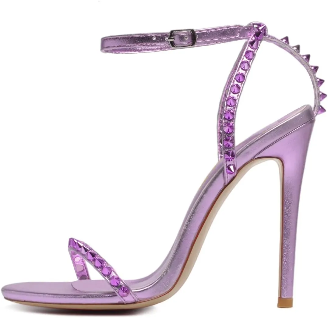 XYD Women' s High Stilettos Open Toe Ankle Strap Heels Sexy Caged Slingback Spiked Strappy Dress Shoes Club Party Fashion Pumps Sandals with Rivets