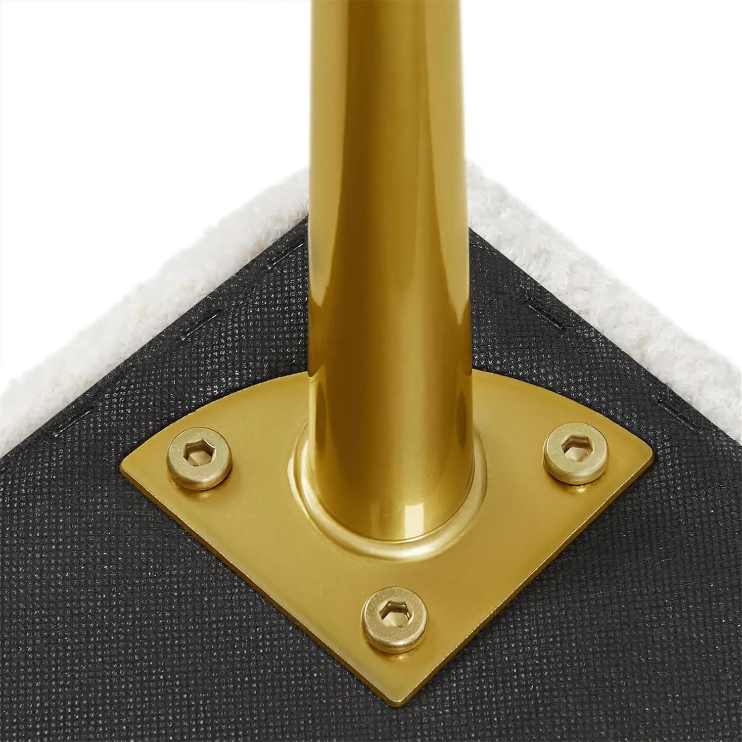 Yaheetech Modern Ottoman Bench Boucle Bench Upholstered Footrest for Living Room with Gold Metal Legs and Padded Seat Ivory