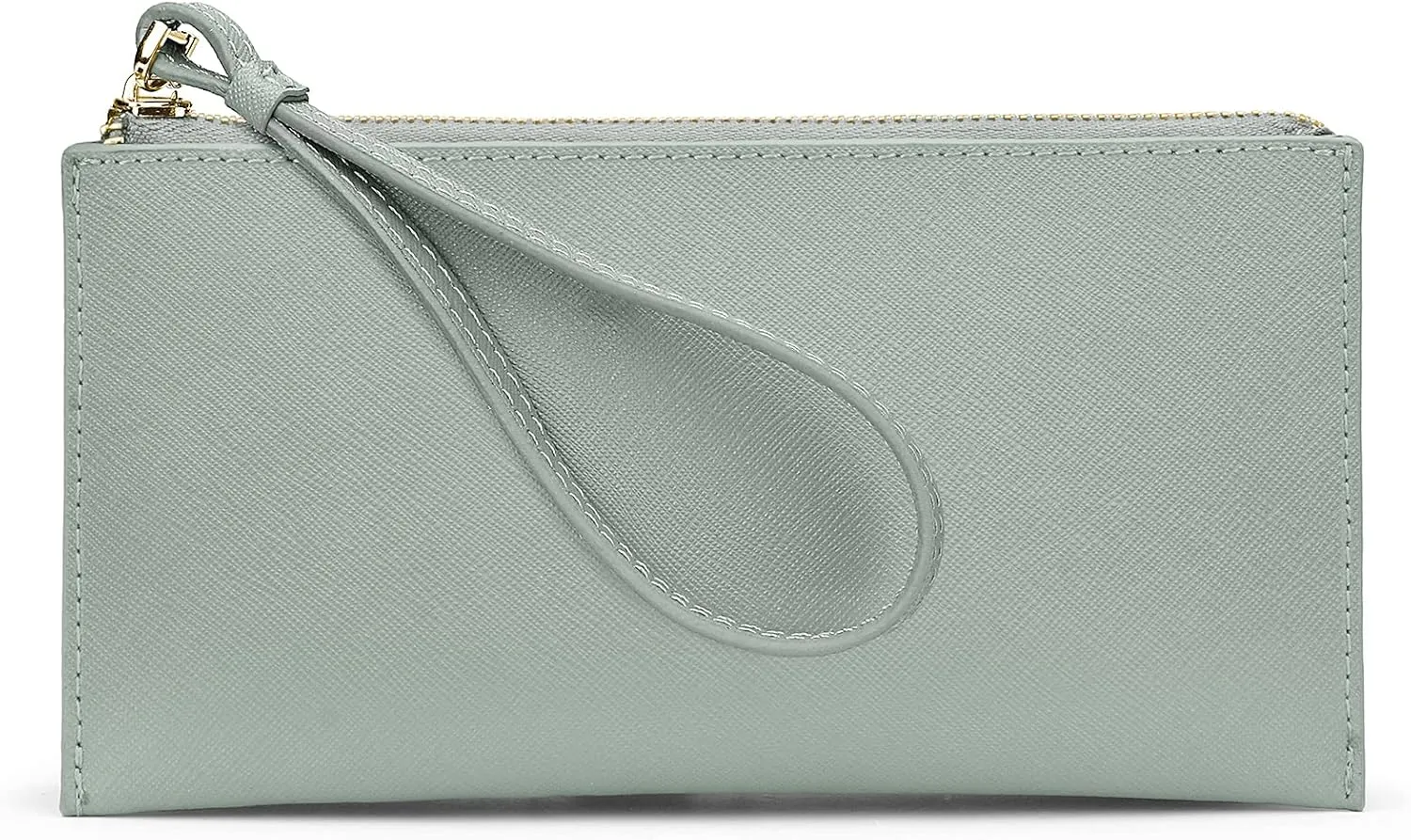 YALUXE Women's Genuine Leather Wristlet Clutch Cell Phone Wallet Multi Card Organizer Zip Purse (2- Lake Blue)