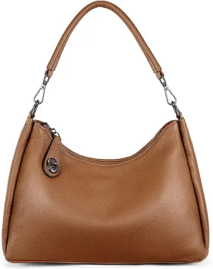 YALUXE Women’s Real Cowhide Leather Shoulder Bag Underarm Handbag Trendy Purse Anti-theft Pocket