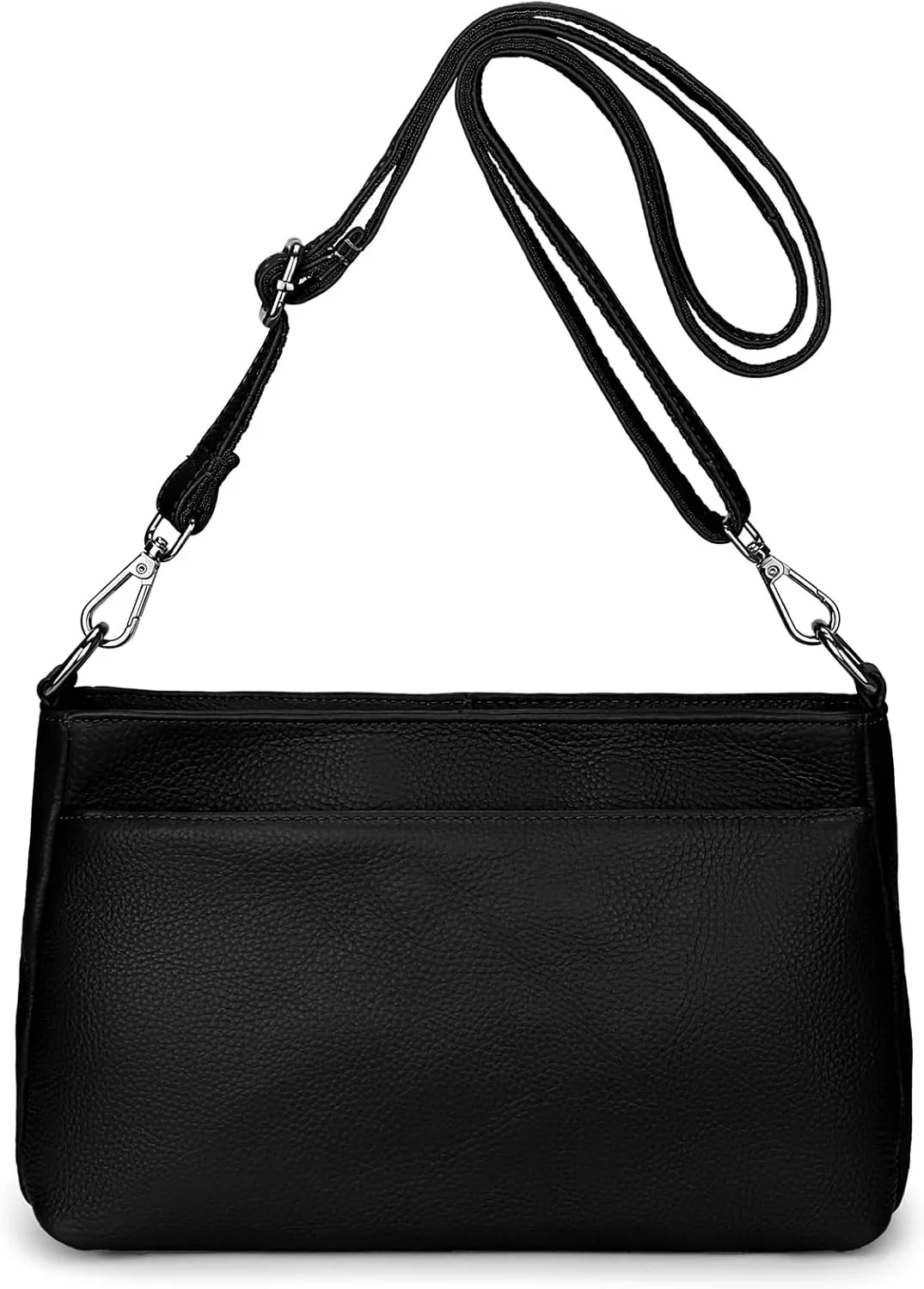 YALUXE Women's Real Leather Shoulder Bag Medium Size Handbag Purse with Multi Zip Pockets