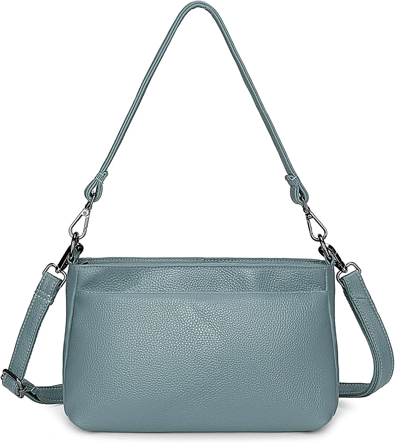 YALUXE Women's Real Leather Shoulder Bag Medium Size Handbag Purse with Multi Zip Pockets