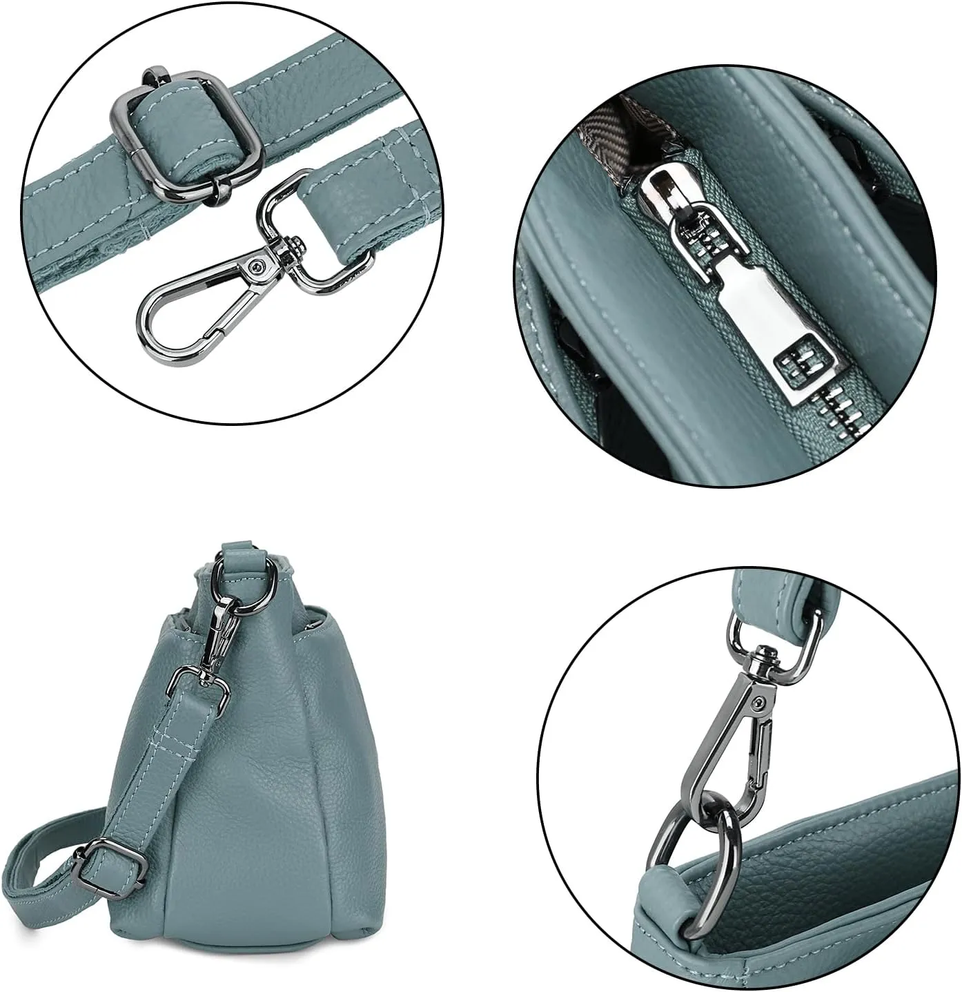 YALUXE Women's Real Leather Shoulder Bag Medium Size Handbag Purse with Multi Zip Pockets