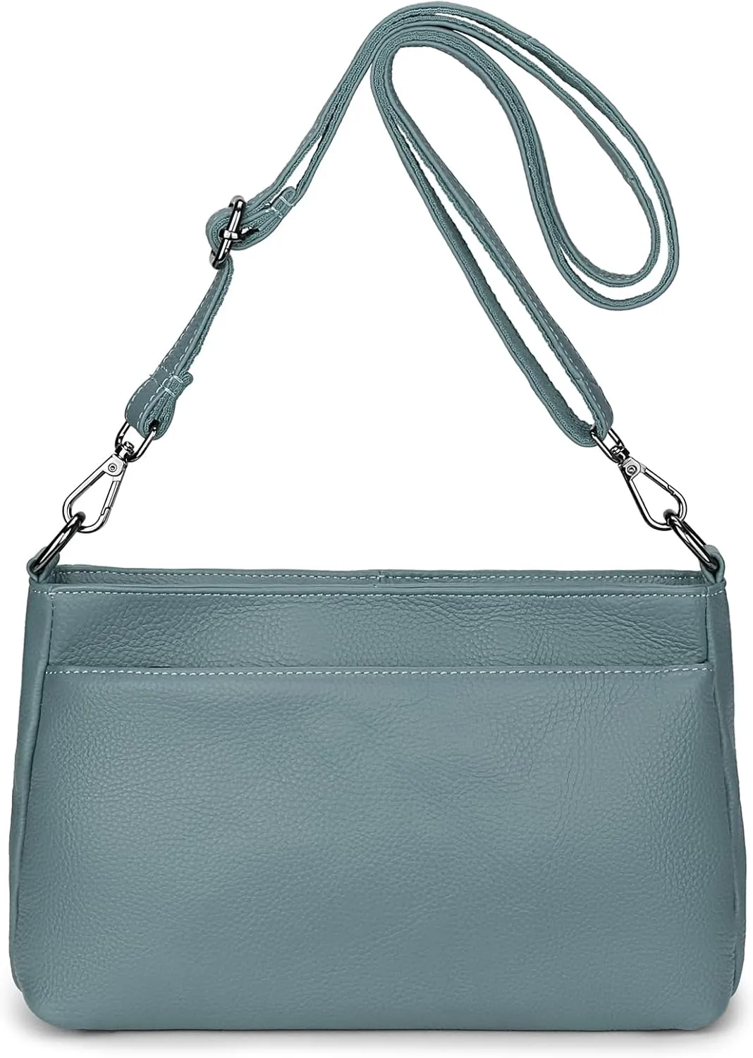 YALUXE Women's Real Leather Shoulder Bag Medium Size Handbag Purse with Multi Zip Pockets
