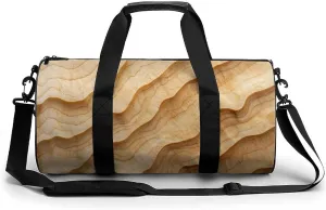 Yellow Birch Wood Grain Texture Travel Gym Bag for Women Men Cylindrical Duffle Bag Sport Workout Bag with Shoulder Strap