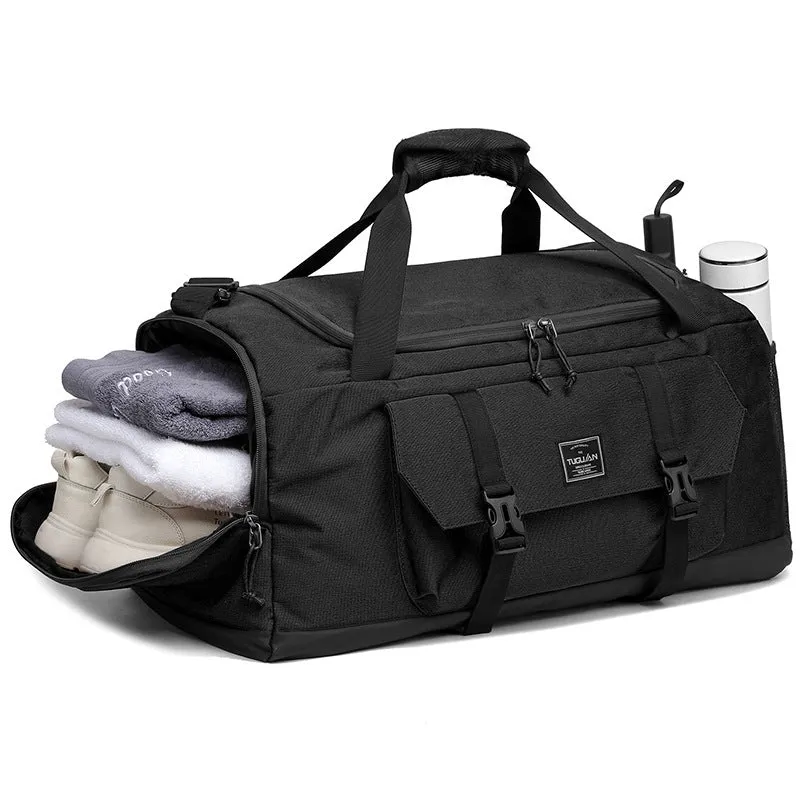 Yellow Dry Wet Separation Gym Bag - Yoga Fitness Travel Duffel - Shoe Compartment