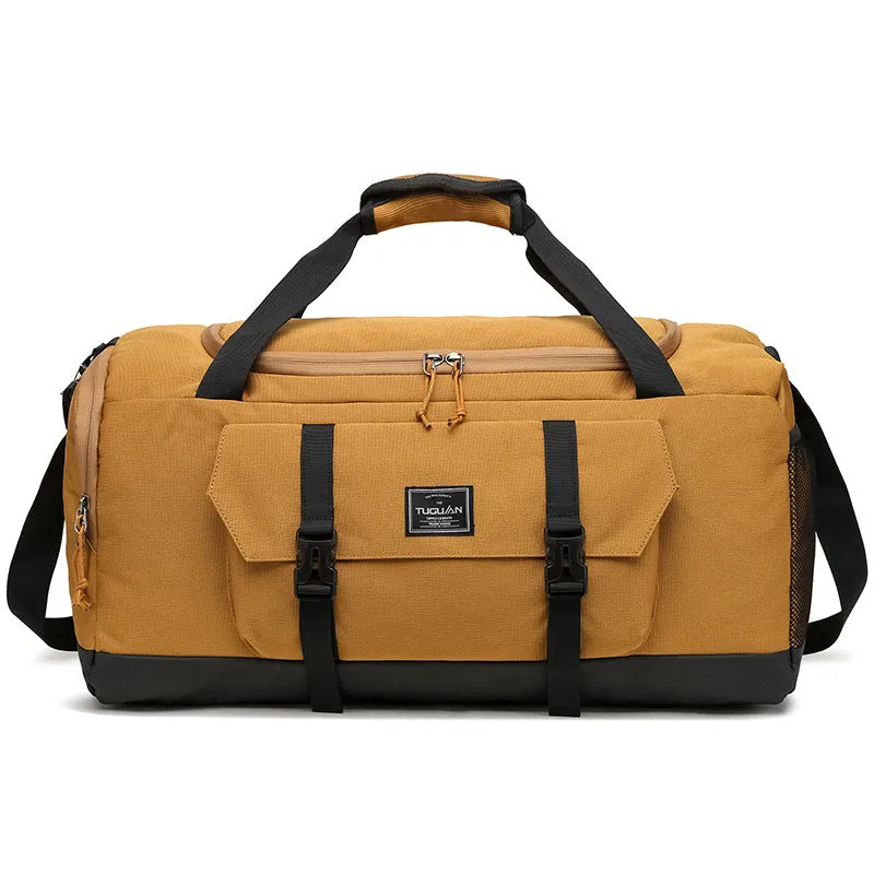 Yellow Dry Wet Separation Gym Bag - Yoga Fitness Travel Duffel - Shoe Compartment
