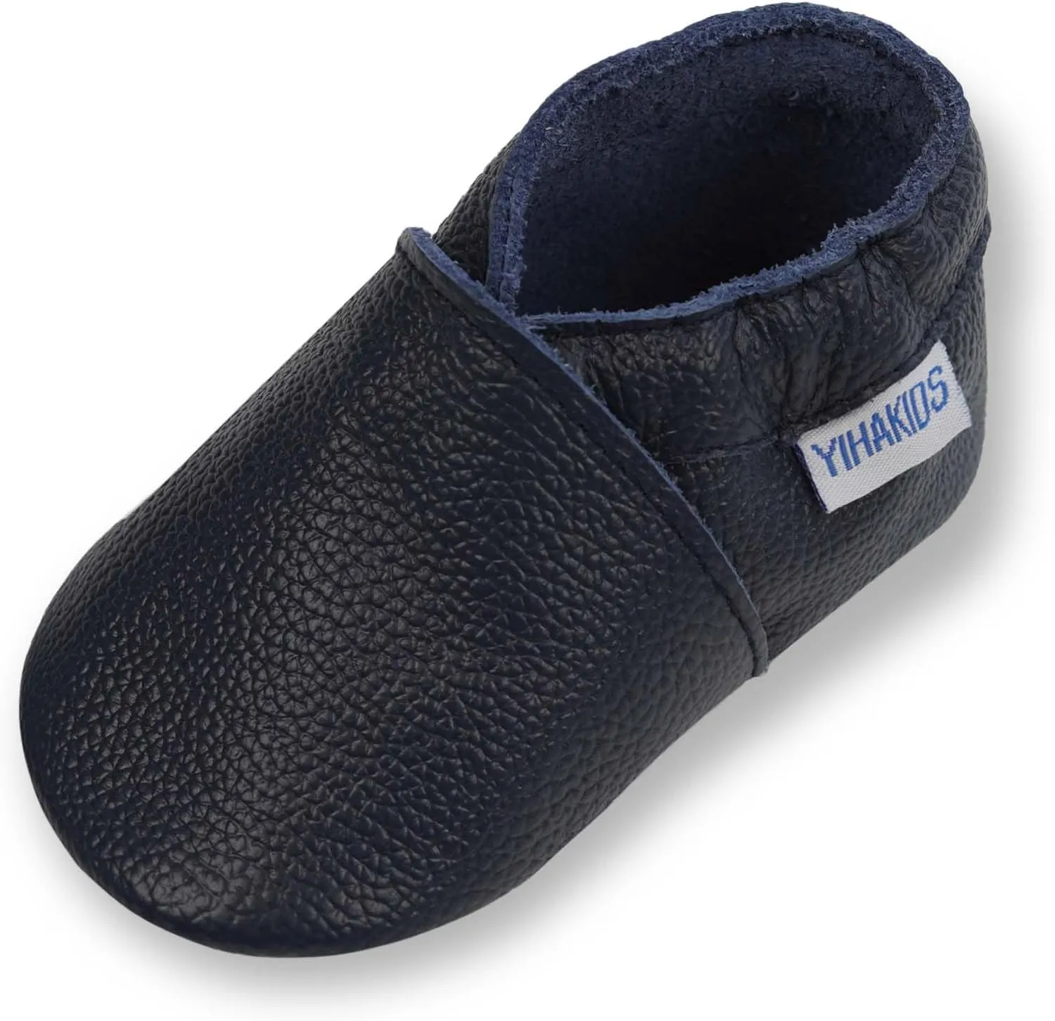 YIHAKIDS Baby Shoes for Boys Girls Infant Toddler Leather Moccasins Soft Sole Baby Slippers Multi-Colors(Size L, 7-7.5 US /12-18 Mo./5.5in,Navy Blue)