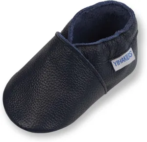 YIHAKIDS Baby Shoes for Boys Girls Infant Toddler Leather Moccasins Soft Sole Baby Slippers Multi-Colors(Size L, 7-7.5 US /12-18 Mo./5.5in,Navy Blue)