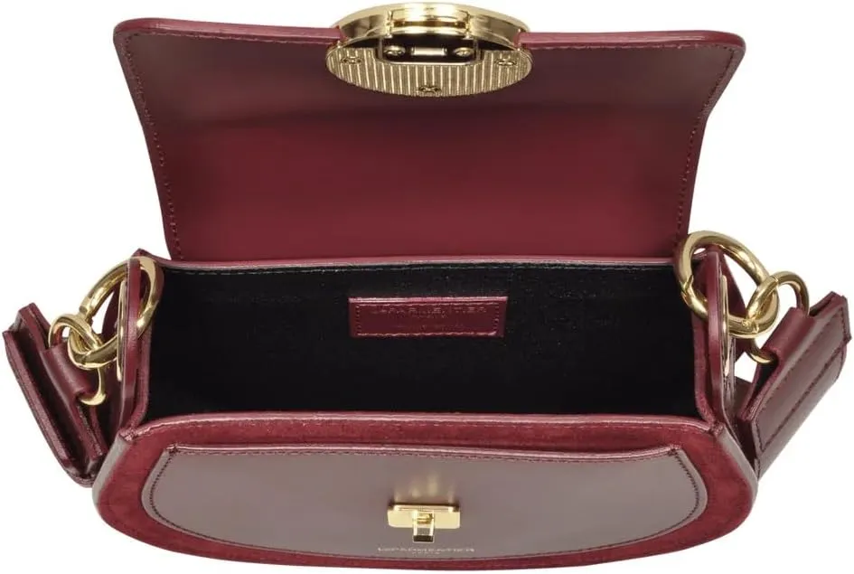 Yucca Shoulder Bag, Suede and Calf Leather, 7.9 x 6.7 x 2.4 inches