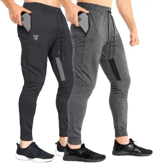 ZENWILL Mens Tapered Workout Running Pants,Gym Jogger Training Sweatpants Slim Fit with Zip Pockets