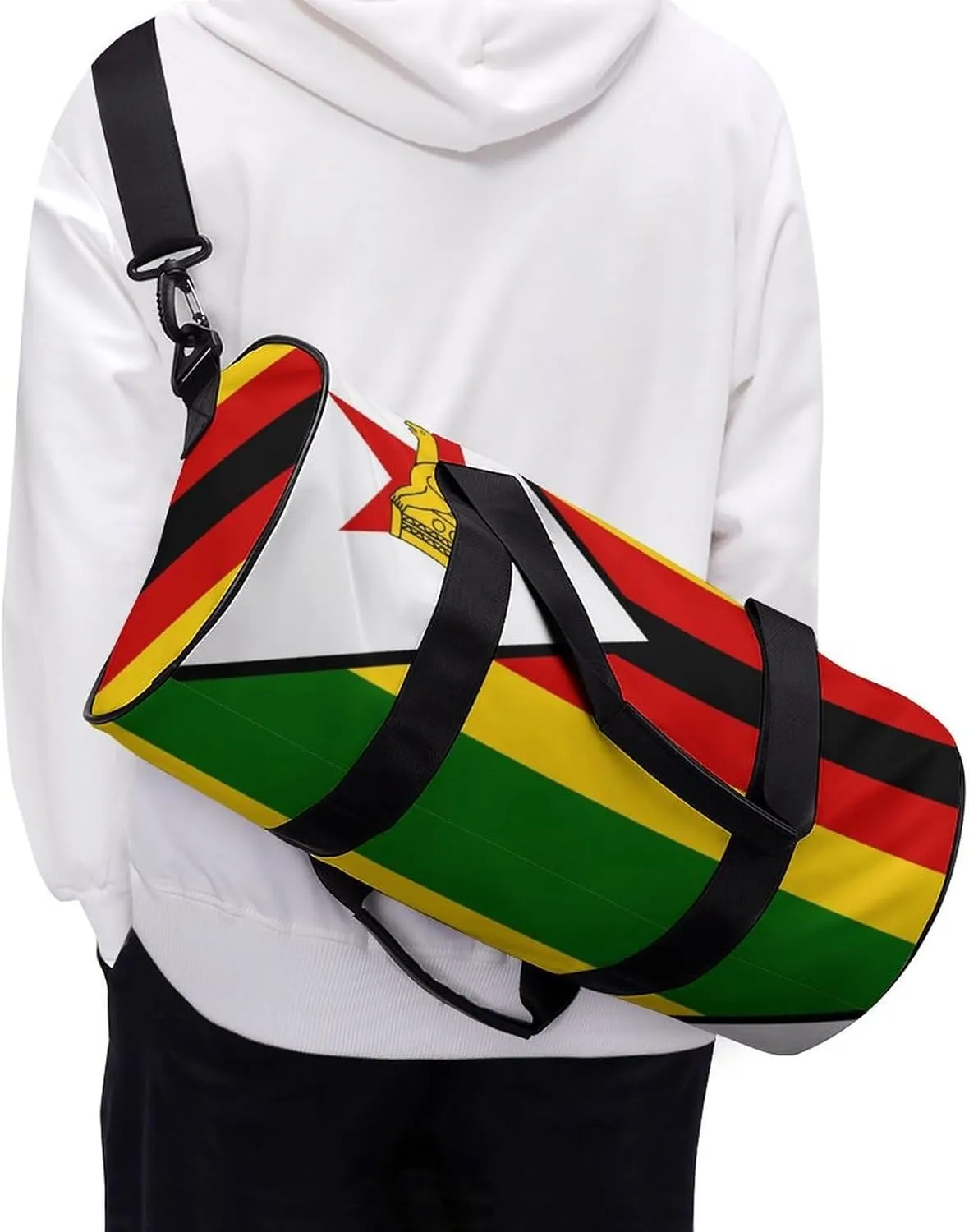 Zimbabwe Flag Sports Duffel Bag for Men Women Gym Bag with Wet Pocket Weekender