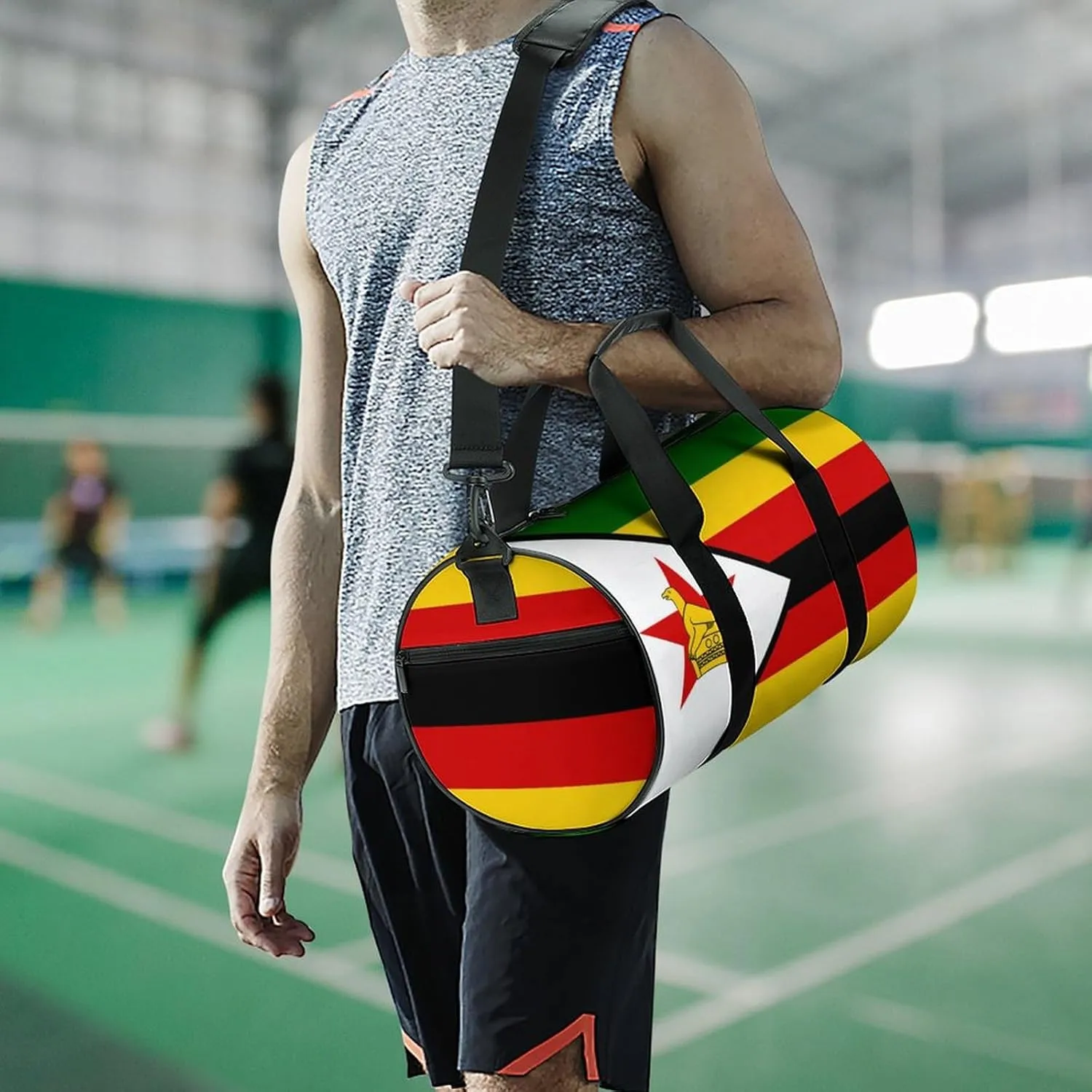 Zimbabwe Flag Sports Duffel Bag for Men Women Gym Bag with Wet Pocket Weekender