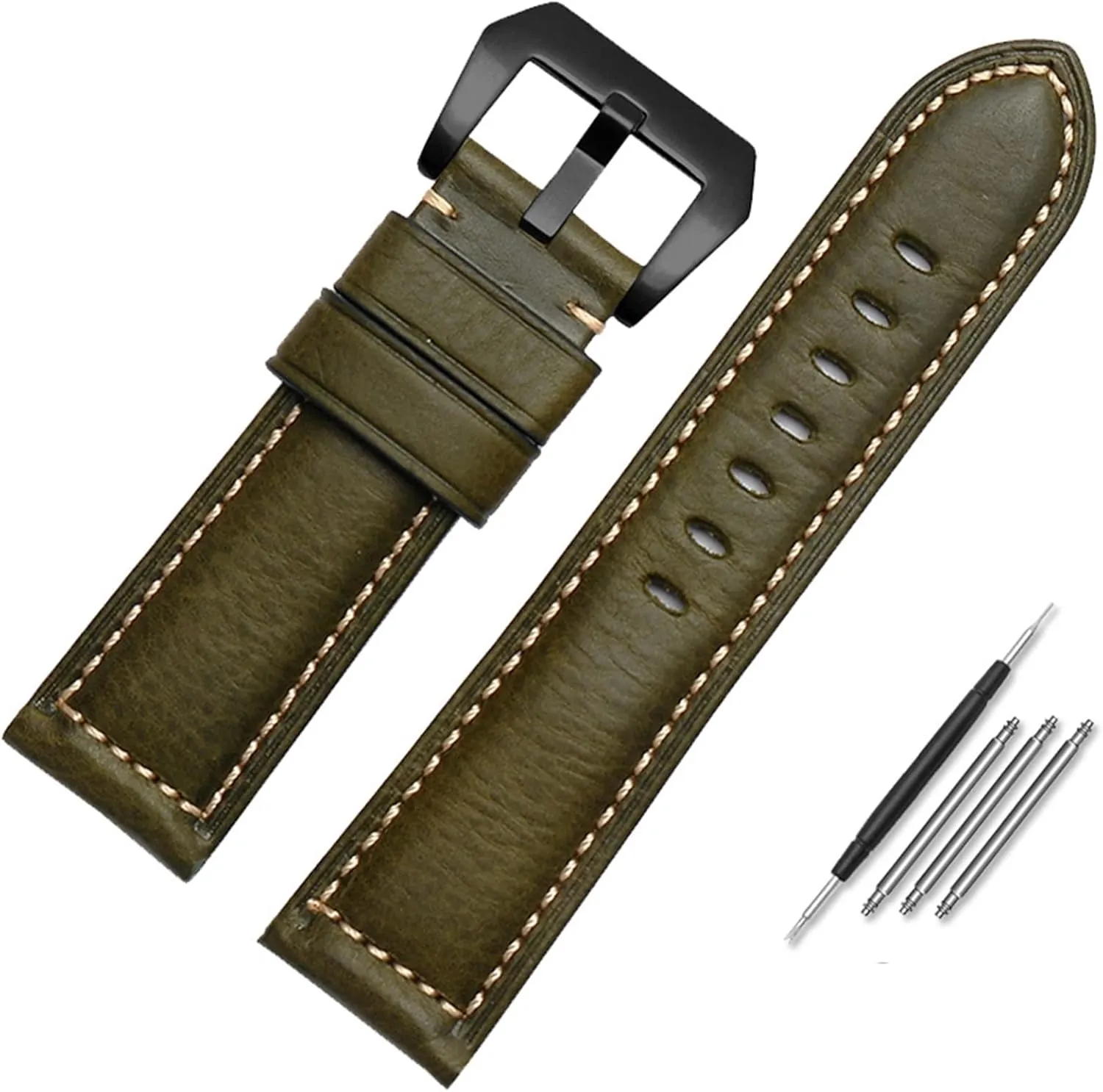 ZMSAZWY Leather Watch Band for Men, Suitable for Panerai Seiko Citizen Jeep Italian Leather Watch Chain 22mm 24mm 26mm WatchBands
