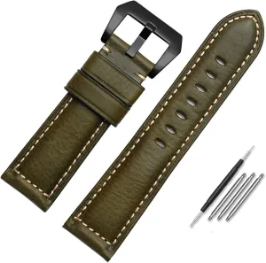 ZMSAZWY Leather Watch Band for Men, Suitable for Panerai Seiko Citizen Jeep Italian Leather Watch Chain 22mm 24mm 26mm WatchBands