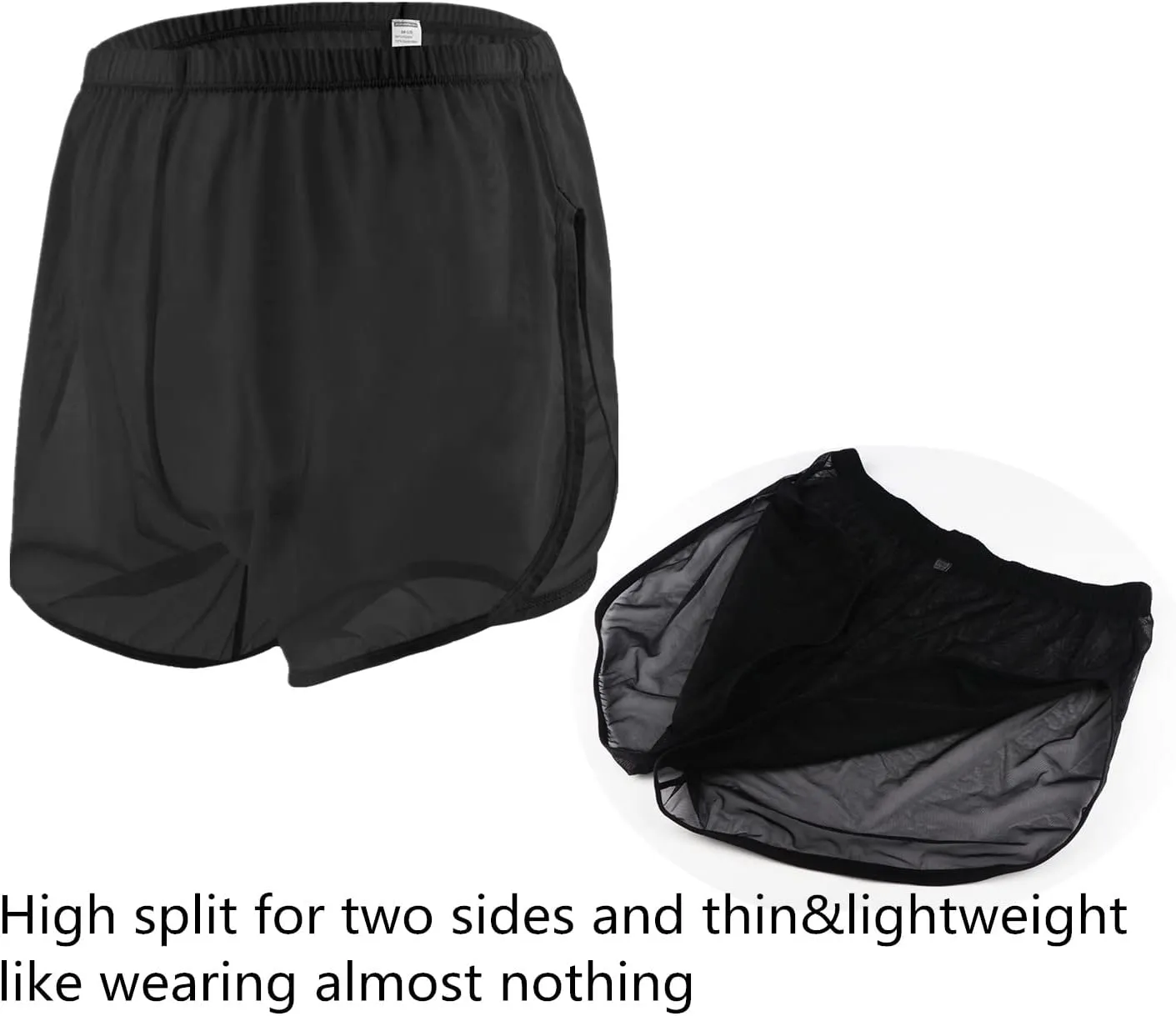 ZONBAILON Men's Boxer Shorts Loose Split Side Mesh See-Through Sexy Breathable Underwear M L XL 2XL 3XL