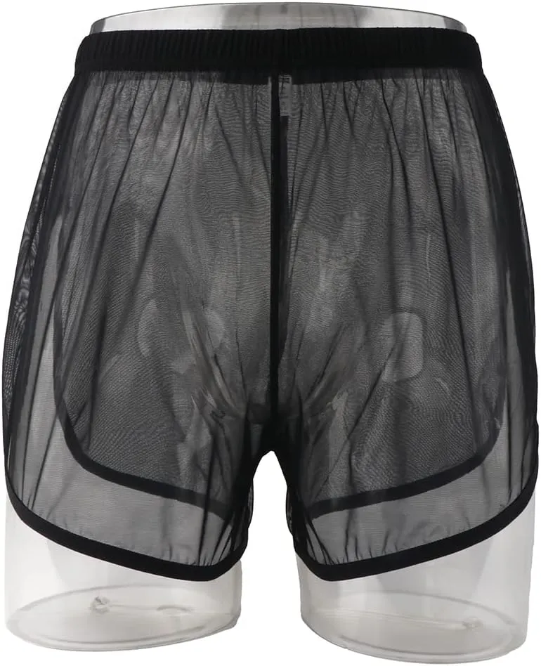 ZONBAILON Men's Boxer Shorts Loose Split Side Mesh See-Through Sexy Breathable Underwear M L XL 2XL 3XL