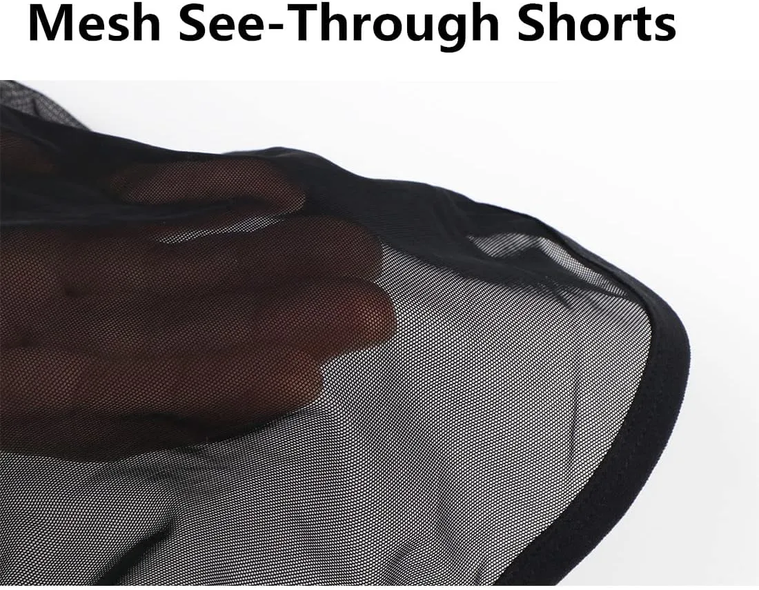 ZONBAILON Men's Boxer Shorts Loose Split Side Mesh See-Through Sexy Breathable Underwear M L XL 2XL 3XL