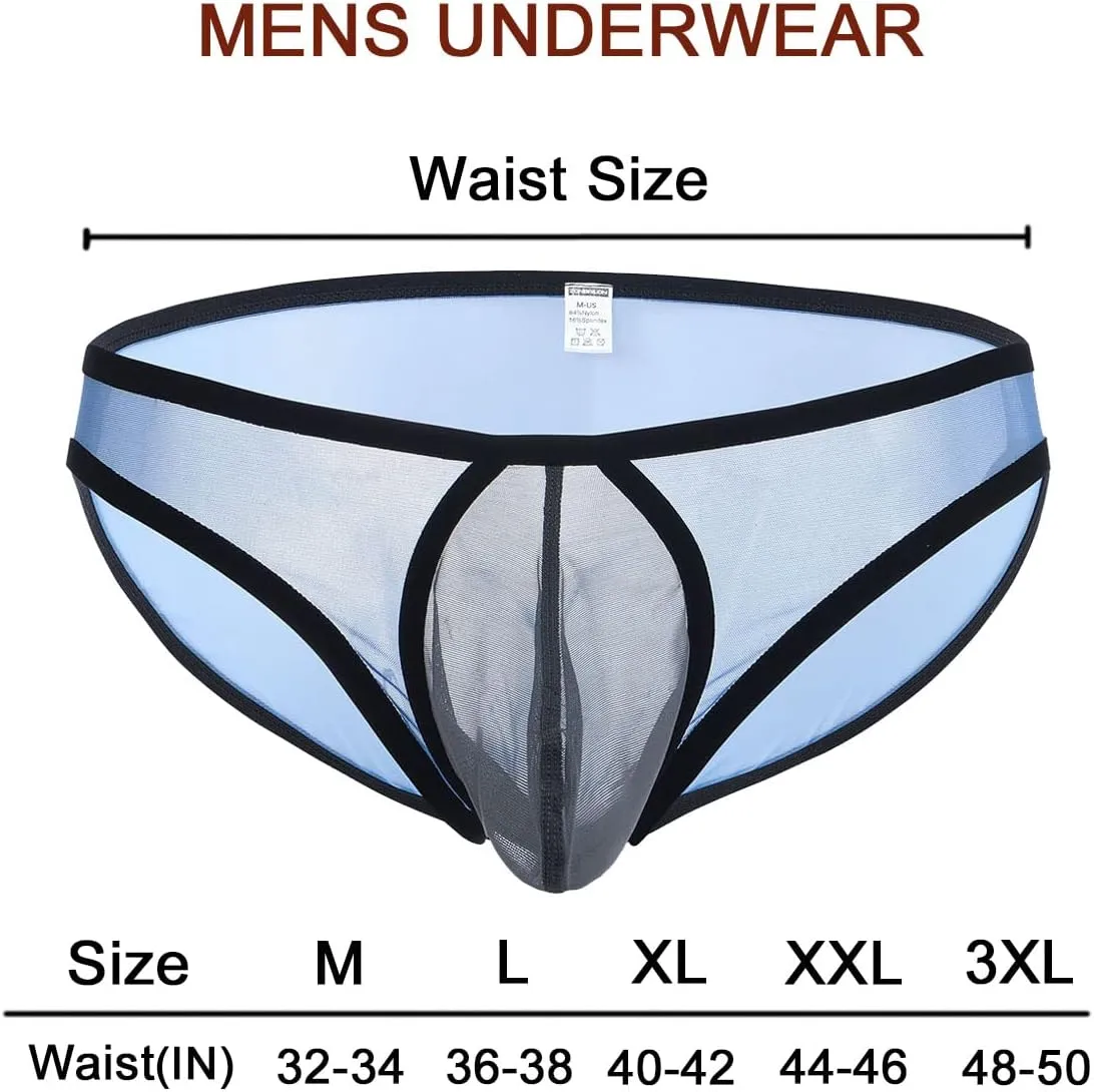 ZONBAILON Men's Sexy Underwear Briefs See Through Mesh Breathable Briefs with Bulge Ball Pouch