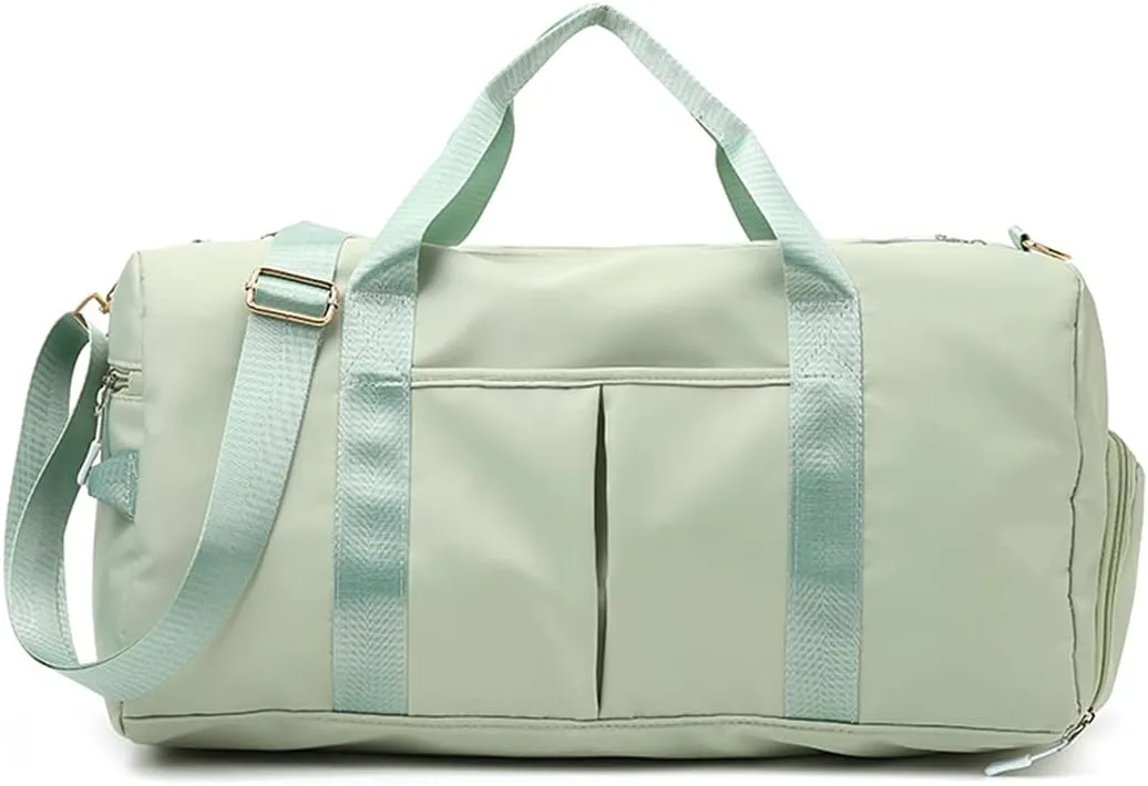 ZUEVI Sports Gym Duffel Bag for Women Waterproof Weekender Travel Bag with Shoes Compartment Dry and Wet Separation for Training Swim Yoga(Green)