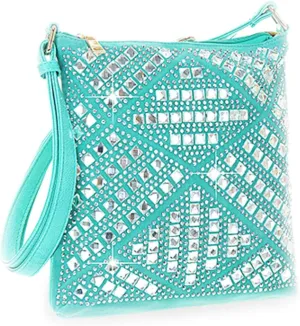 Zzfab Gem Bling Cross Body Rhinestone Sparkle Swing Bag