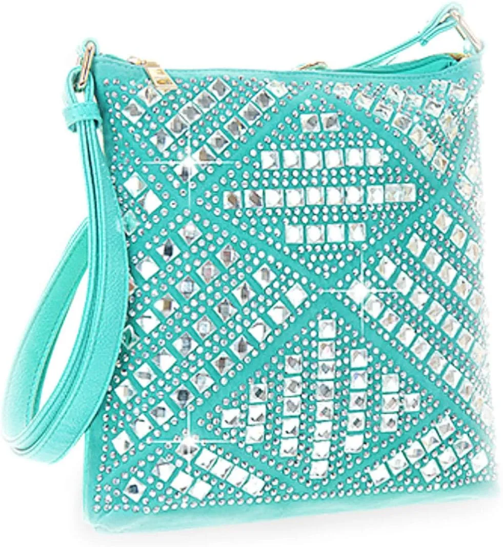 Zzfab Gem Bling Cross Body Rhinestone Sparkle Swing Bag